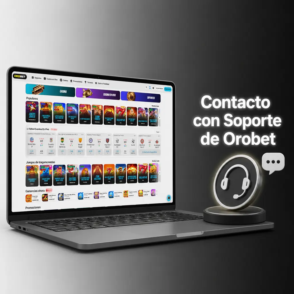 Canales de contacto con soporte de Orobet: chat en vivo, formulario web y correo electrónico para consultas sobre depósitos.