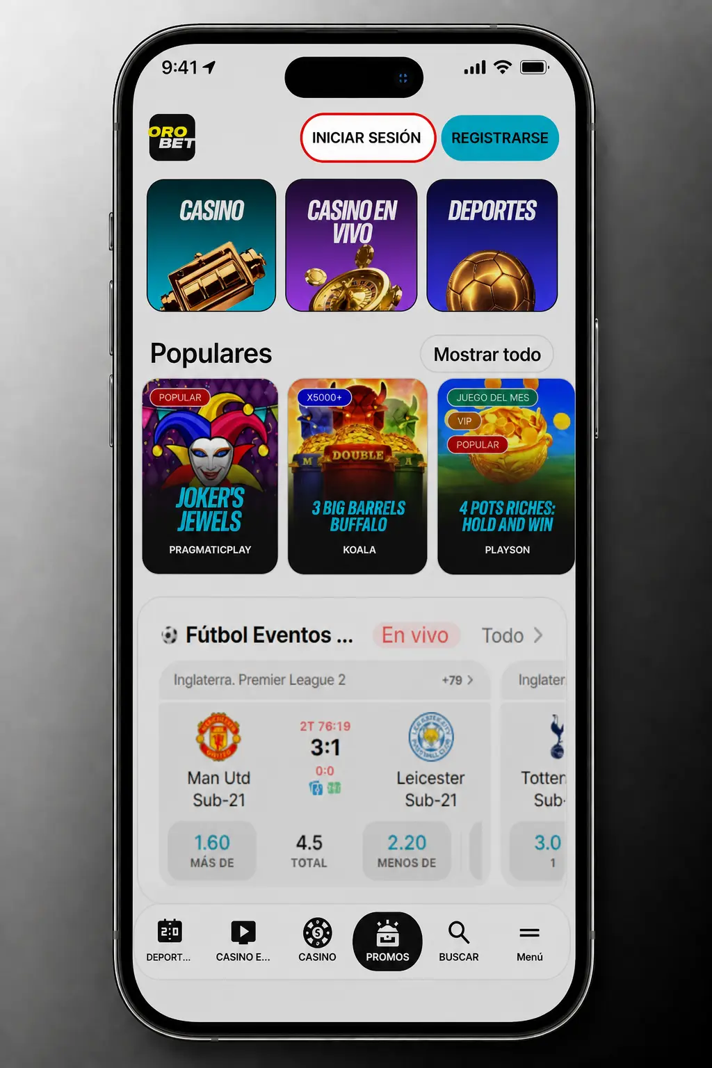 Login en Orobet desde la app: ingresá usuario y contraseña o usá huella o Face ID para acceder a tu cuenta.